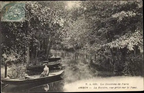 Ak Jarcy Essonne, Rivière, Vue Prise sur le Pont