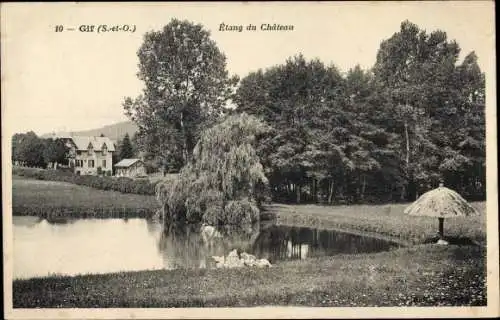 Ak Gif sur Yvette Essonne, Étang du Château