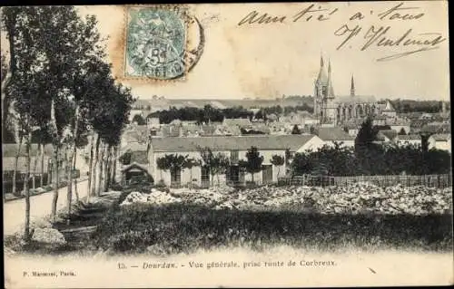 Ak Dourdan Essonne, Vue Générale, Prise Route de Corbreux