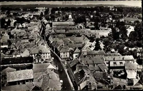 Ak Arpajon Essonne, La Grande Rue, L´Église, Vues d´Avion