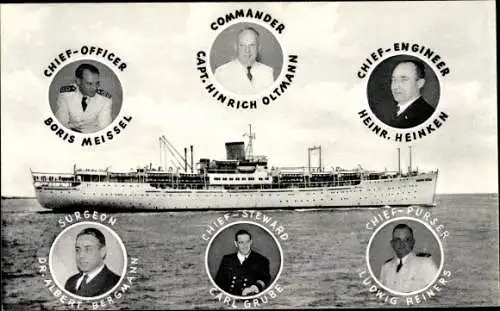 Ak Europa Canada Line, MS Seven Seas, Besatzung, Capt. Hinrich Oltmann, Heinr, Heinken, L. Reiners