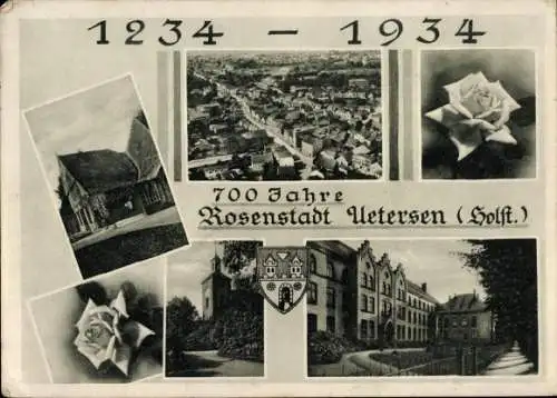 Ak Uetersen in Holstein, 700 Jahre Rosenstadt Uetersen, 1234 1934, Fliegeraufnahme