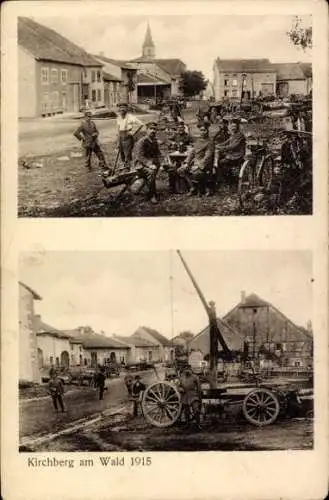 Ak Kerprich aux Bois Kirchberg am Wald Moselle, Soldaten, Straße, Jahr 1915