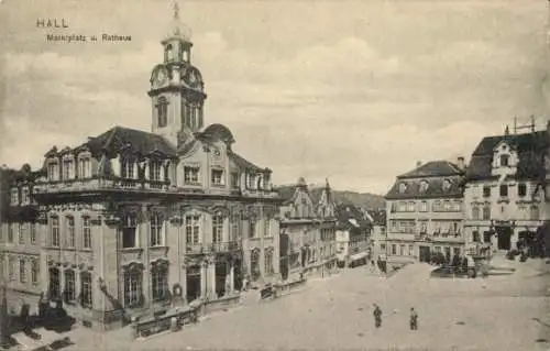 Ak Schwäbisch Hall in Württemberg, Marktplatz, Rathaus