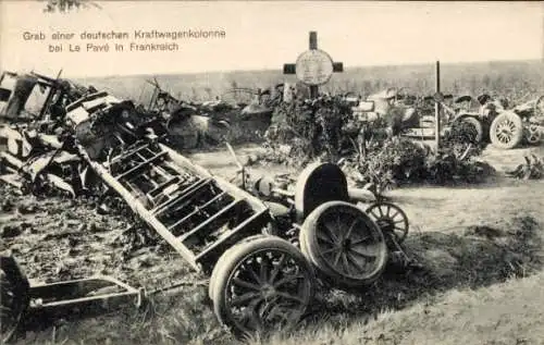 Ak Le Pavé Isère, Grab einer deutschen Kraftwagenkolonne