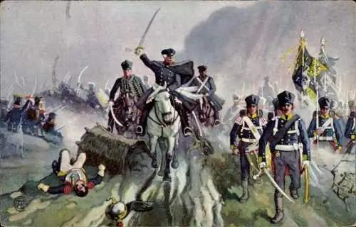 Künstler Ak Die Völkerschlacht 1813, General Blüchers Sieg an der Katzbach, Reklame, Schokolande