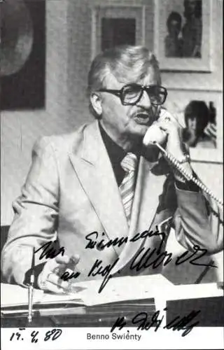 Ak Schauspieler Benno Swienty, Portrait, Autogramm, Telefon