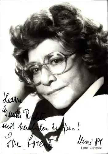 Ak Schauspielerin, Kabarettistin und Sängerin Lore Lorentz, Portrait, Autogramm