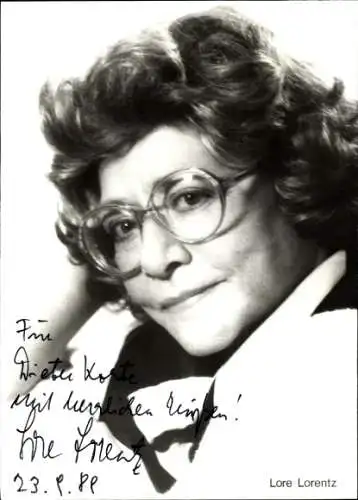 Ak Schauspielerin, Kabarettistin und Sängerin Lore Lorentz, Portrait, Autogramm