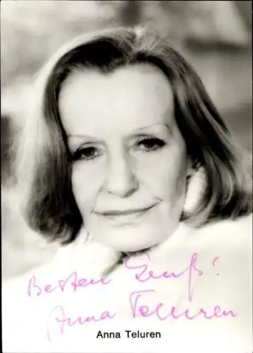 Ak Schauspielerin Anna Teluren, Portrait, Autogramm