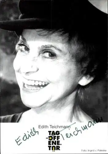 Ak Schauspielerin Edith Teichmann, Portrait, Autogramm, Kappe
