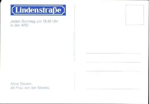 Ak Schauspielerin Anna Teluren, Portrait, Autogramm, Serie Lindenstraße, als Frau von der Marwitz