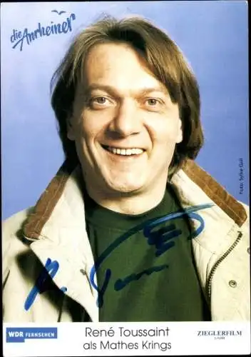 Ak Schauspieler Rene Toussaint, Portrait, Autogramm, WDR, Serie Die Anrheiner, als Mathes Krings