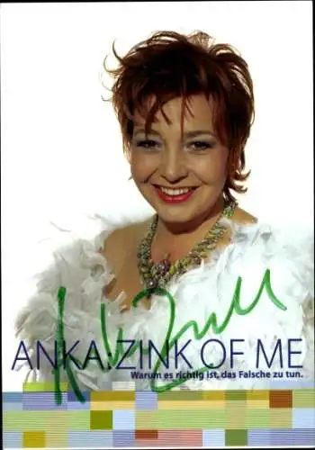 Ak Schauspielerin Anka Zink, Portrait, Autogramm, Comedy