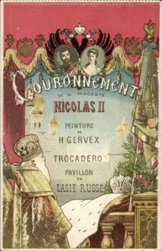 Ak krönung Zar Nikolaus II. von Russland, Gemälde von H. Gervex auf der Weltausstellung 1900