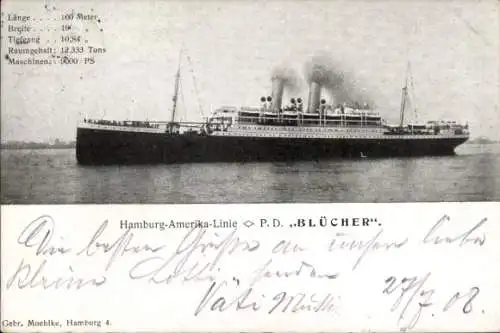 Ak Dampfer Blücher, HAPAG