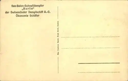 Ak Schnelldampfer Berlin, Swinemünder Dampfschifffahrtsgesellschaft