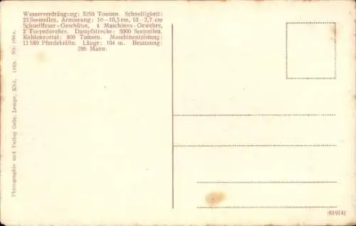 Ak Deutsches Kriegsschiff, S.M. Kleiner Kreuzer Hamburg, Kaiserliche Marine