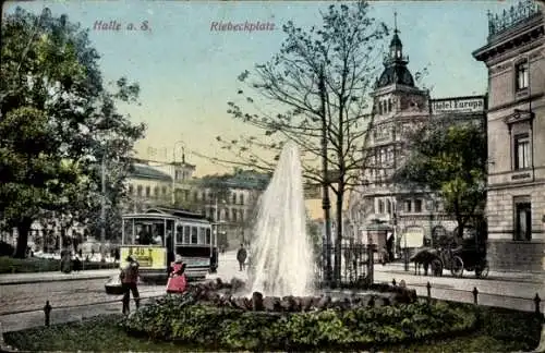 Ak Halle an der Saale, Riebeckplatz, Straßenbahn-Nummer 40