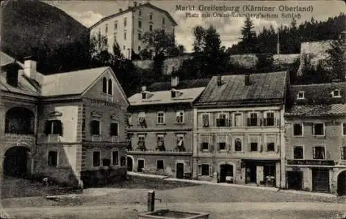 Ak Greifenburg in Kärnten, Platz, Orsini-Rosenbergsches Schloss