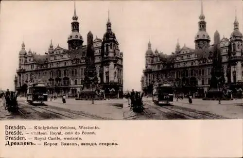 Stereo Ak Dresden, Königliches Schloss, Straßenbahn-Nr. 276