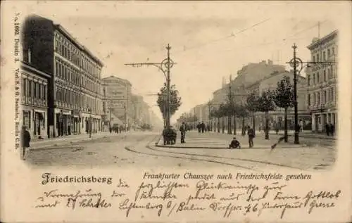 Ak Berlin Lichtenberg Friedrichsberg, Frankfurter Chaussee nach Friedrichsfelde gesehen