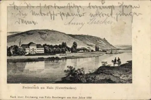 Künstler Ak Bamberger, Fritz, Fechenbach am Main Collenberg Unterfranken, Ansicht 1850