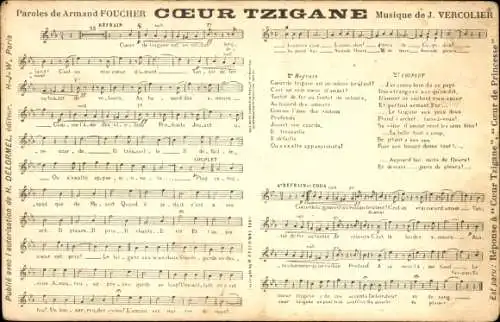 Lied Ak Coeur Tzigane, Armand Foucher, J. Vercolier
