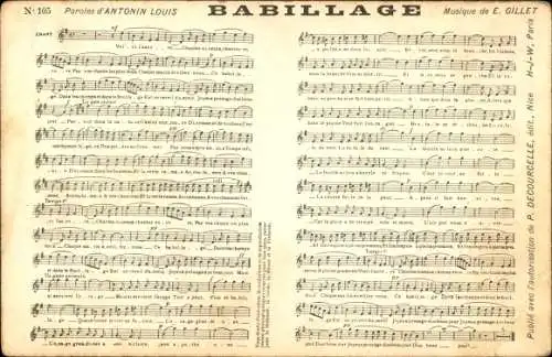 Lied Ak Babillage, Antonin Louis, E. Gillet