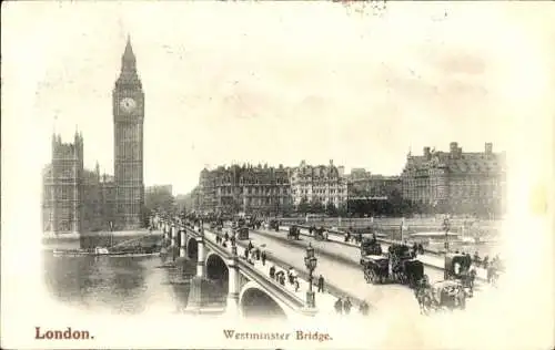 Ak London City England, Westminster Bridge, Big Ben
