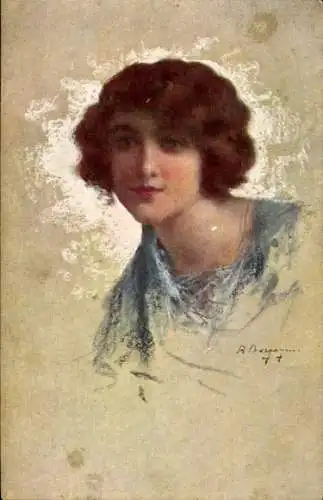 Künstler Ak Borgognoni, R., Junge Frau, Portrait, Braune Haare