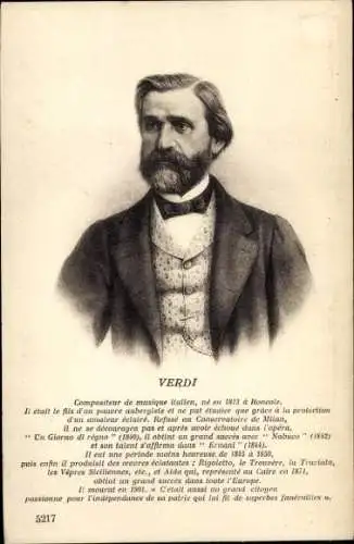 Ak Komponist Giuseppe Verdi, Portrait