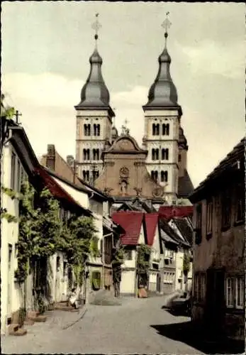 Ak Amorbach im Odenwald Unterfranken, Abteigasse, Kirche