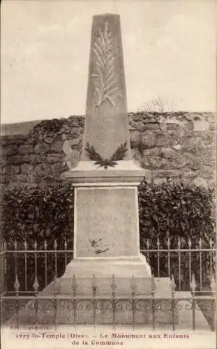 Ak Ivry le Temple Oise, Le Monument aux Enfants de la Commune