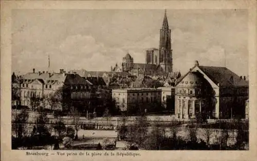 Ak Strasbourg Straßburg Elsass Bas Rhin, Vue prise de la place de la Republique