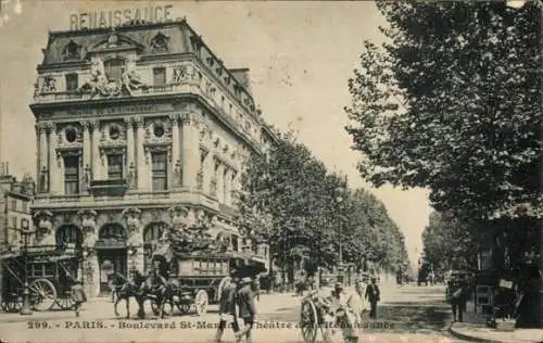 Ak Paris X., Boulevard Saint Martin, Theatre de la Renaissance, Kreuzung