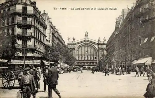Ak Paris X, Gare du Nord, Boulevard Denain