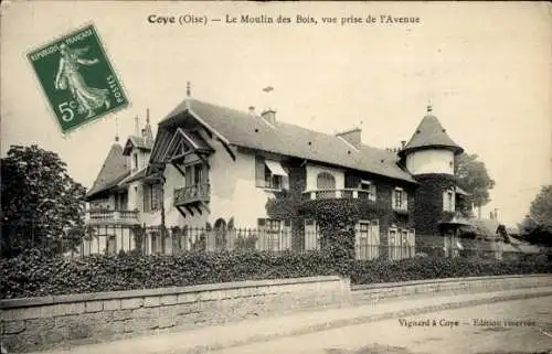 Ak Coye Oise, Le Moulin des Bois, vue prise de l'Avenue