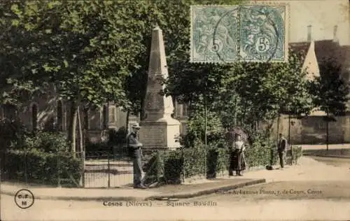 Ak Cosne Nièvre, Square Baudin, Denkmal