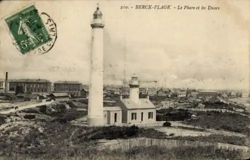 Ak Berck Plage Pas de Calais, Leuchtturm, Dünen