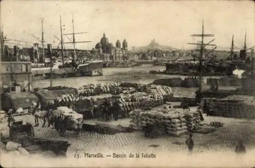 Ak Marseille Bouches du Rhône, Bassin de la Joliette, Hafen
