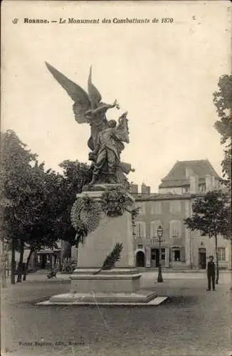 Ak Roanne Loire, Monument des Combattants de 1870