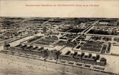 Ak Zuydcoote Nord, Sanatorium Maritime, Luftansicht