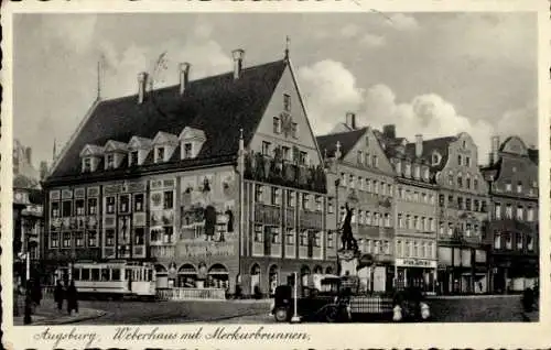 Ak Augsburg in Schwaben, Weberhaus, Merkurbrunnen
