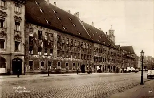 Ak Augsburg in Schwaben, Fuggerhaus, Straßenpartie