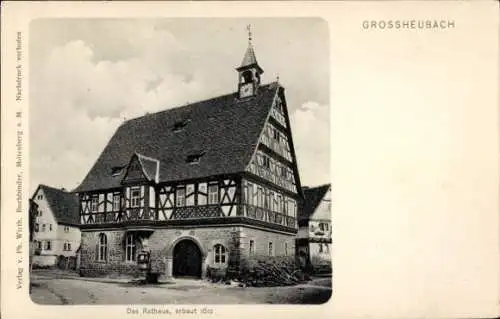 Ak Großheubach am Main Unterfranken, Rathaus, Fachwerkhaus