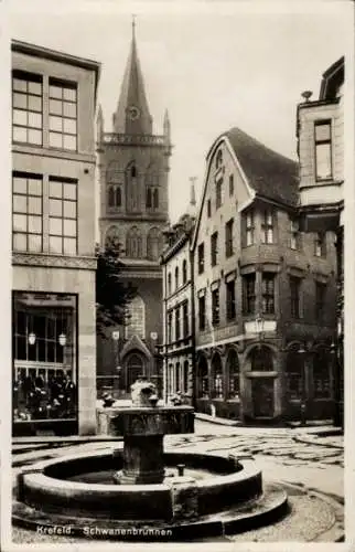 Ak Krefeld am Niederrhein, Schwanenbrunnen