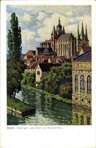 Künstler Ak Bahndorf, H., Erfurt in Thüringen, Dom und Severikirche