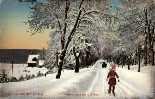 Ak Oberhof im Thüringer Wald, Zellnerstraße, Golfplatz, Winteransicht