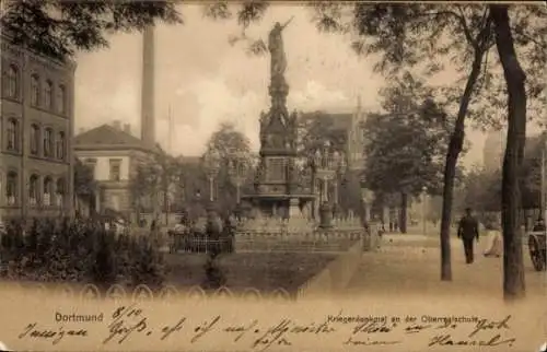 Ak Dortmund im Ruhrgebiet, Kriegerdenkmal an der Oberrealschule